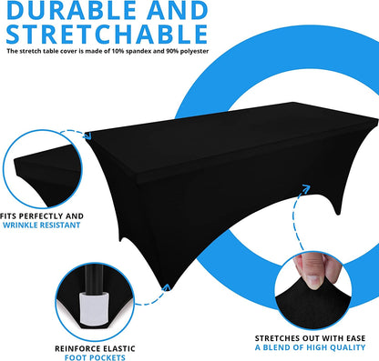 Spandex Table Cloth 2 Pack [8FT, 96Lx30Wx30H Inch, Black]2