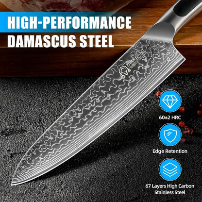 Damascus Kitchen Knife Set 3 Piece, Sharp Chef Knife Set Professional2