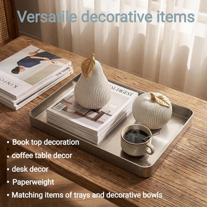 Apple and Pear Decor Set, Modern Fruit Sculpture Home Decor, White and Gold Decorative Ornaments for Living Room Bedroom Desk Shelf Coffee Table, Aesthetic Room Decor Unique Gift5