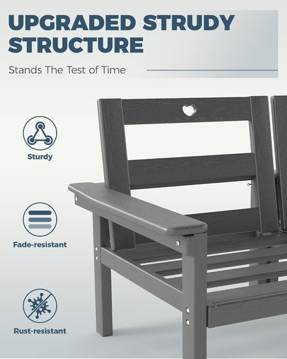 HDPE Outdoor Patio Furniture Set, Grey Frame & Beige Cushions5