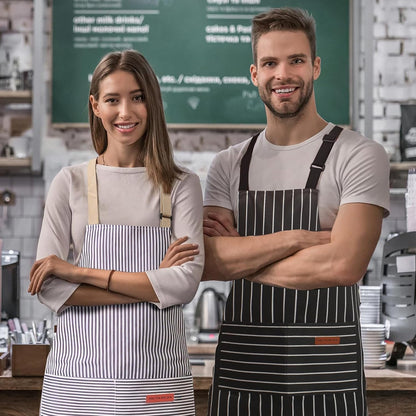 Adjustable Kitchen Aprons, Unisex, 2 Pack | 2 Large Pockets, Cotton-Polyester Blend, Bib Apron, for Home, BBQ & Restaurant Use7