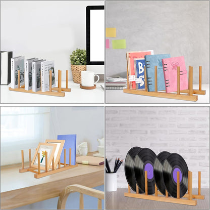 Bamboo Wooden Dish Racks Plate Stand Holder Vertical Drainer Kitchen Cabinet Organizer for Dish, Pots, Lids, Bowls, Cups, and Cutting Boards and Books(2 Packs)4