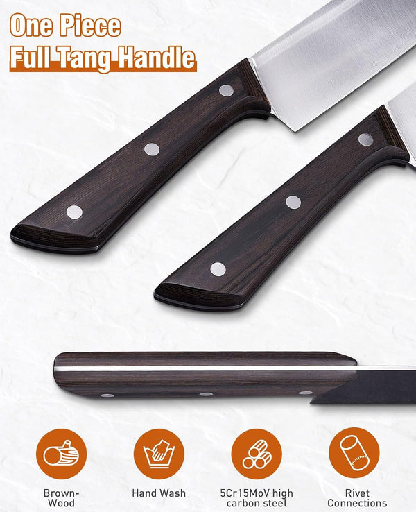 2PCS Cleaver Knife Set, Meat Cleaver & Nakiri Vegetable Knife5