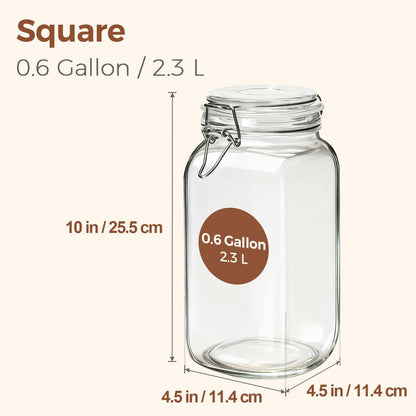 Large Square Glass Jars with Airtight Lids 78 Oz 3 Pack Wide Mouth2