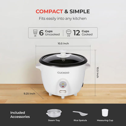 CUCKOO One-Touch Rice Cooker and Warmer, 12-Cup Cooked, White, CR-0601C | 6-Cup Uncooked Capacity, Nonstick Inner Pot, One-Touch Operation, Automatic Keep Warm, for Families and Meal Prep4