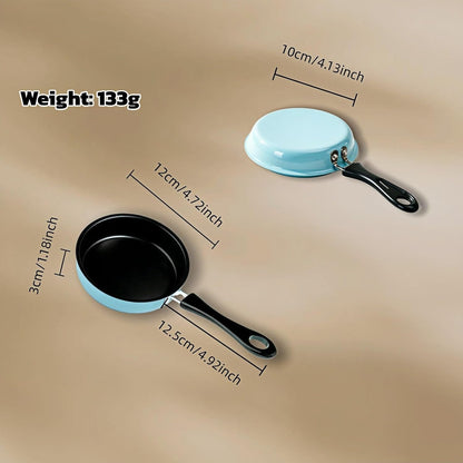 4.7 Inch Mini Nonstick Egg Frying Pan,Small Cast Iron Skillet with Heat Resistant Handle,Induction Compatible Tiny Pan for Gas Electric Stove,Compact for Single Egg Pancakes Appetizers(Blue)3
