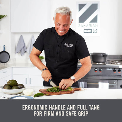 Zakarian 7" Chef Knife, High Carbon German Stainless Steel, Full-Tang Forged for Cooking & Kitchen Prep with Triple-Rivet Handle, Protective Sheath, Black6