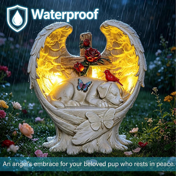 Solar Dog Memorial Stone with Wings Cross Cardinal Passing Away Gift9