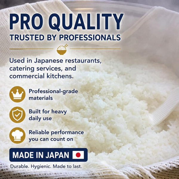 Japanese Rice Cooker Net Made in Japan Reusable Polyester Mesh for Sushi Rice, Sticky Rice & Instant Pot No-Stick, Easy Cleanup Large/Medium Commercial & Home Kitchen Grade (Large 40"X40")6