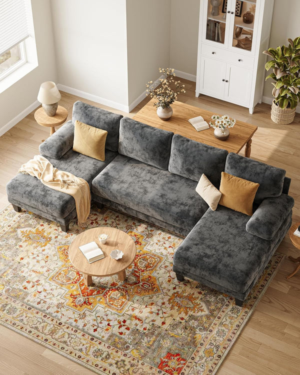 U-Shaped Sectional Couches for Living Room | 112 Inch Modern Sectional Couch | Dark Grey Chenille Sofa with Double Chaise for Apartment3