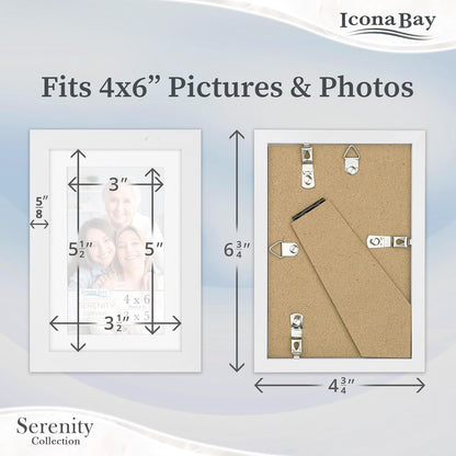 4X6 Picture Frames with Removable Mat for 3X5 Photos - White, 6 Pack3