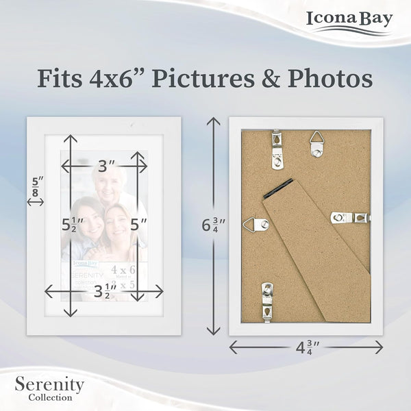 4X6 Picture Frames with Removable Mat for 3X5 Photos - White, 6 Pack3