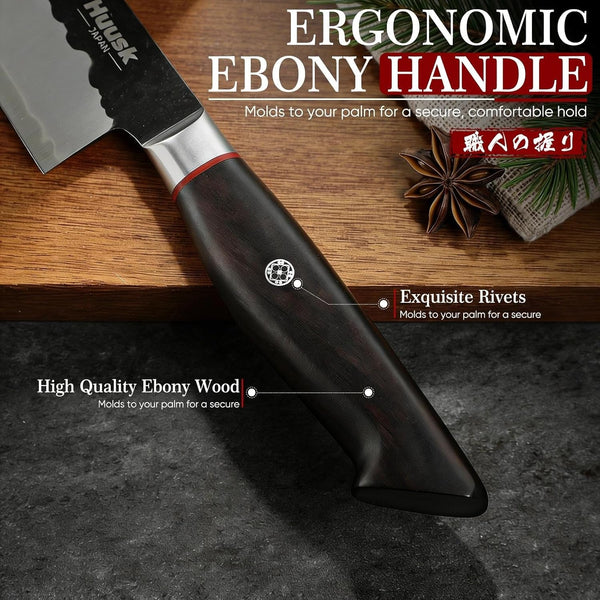 Gyuto Chef Knife - Japanese High Carbon Steel VG10 Core Ebony Grip 8"3