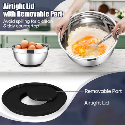 Stainless Steel Mixing Bowls with Lids Set, 5-Piece, Black6