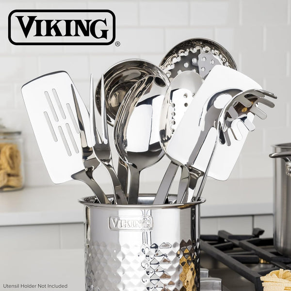 Viking Kitchen Utensils Set, 8 Piece Stainless Steel Cooking Utensil Set, Includes Spatulas, Spoons, Pasta Fork, Deep Ladle, Meat Fork, and Skimmer, Silver6