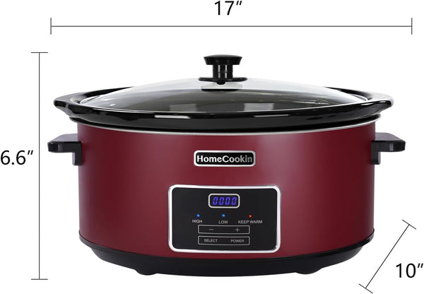 8 Quart Programmable Slow Cooker, Kitchen Appliances, Perfect Kitchen Small Appliance for Family Dinners, Red Stainless Steel4