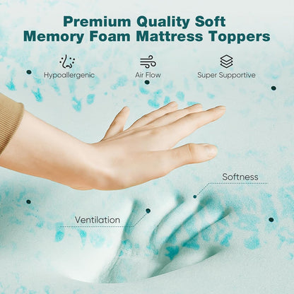 Memory Foam Mattress Topper, Full Size, 3 Inch Cooling Pad | Cooling Gel Infused, Ventilated, Breathable Toppers Pad, RV, Camper, Sofa Bed Use, Blue2