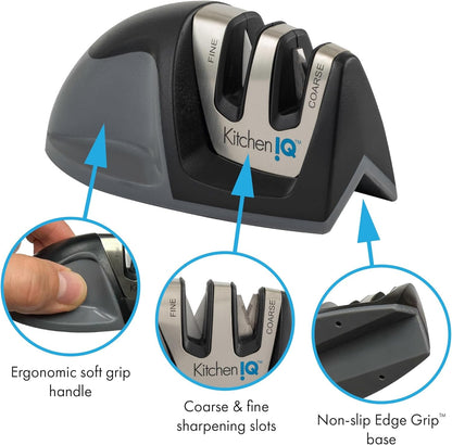 50009 Edge Grip 2-Stage Knife Sharpener, Black, Coarse & Fine Sharpeners, Compact for Easy Storage, Stable Non-Slip Base, Soft Grip Rubber Handle, Straight & Serrated Knives4