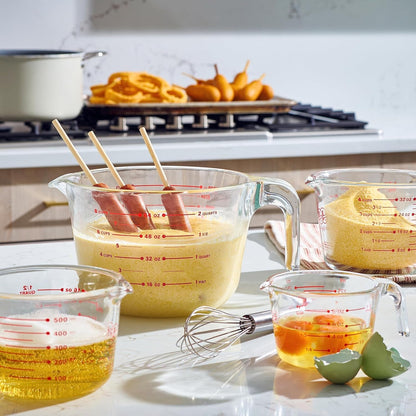 Le’Raze Glass Measuring Cups Set of 4 – Heat-Resistant, Easy-Read Measurements, Ergonomic Handle & Pour Spout, Dishwasher Safe, Kitchen Bakeware Liquid Batter Mixing Bowls (1 Cup, 2 Cup, 4 Cup, 8 Cup)5