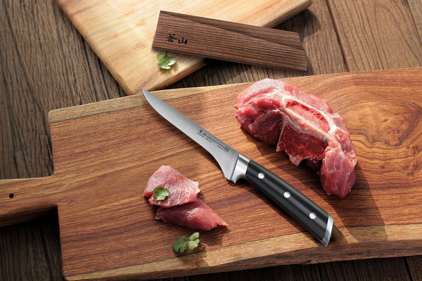 TS Series 1020786 Swedish 14C28N Steel Forged 6-Inch Boning Knife and Wood Sheath Set4