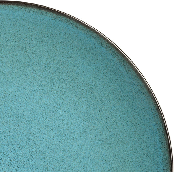 Soho Lounge 16-Piece round Reactive Glaze Stoneware Dinnerware Set, Service for 4 – Teal Plates and Bowls4