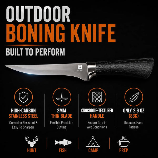 Hunting Boning Knife with Sheath, Curved Blade for Field Dressing8