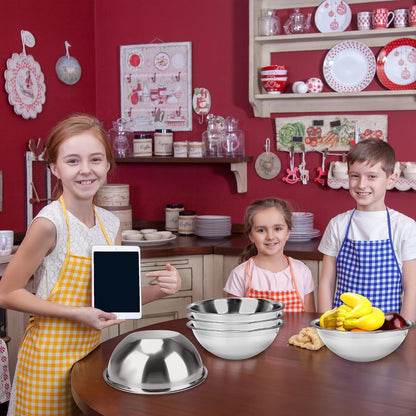 6 Pcs 12.6 Inch Stainless Steel Mixing Bowls 6 Quart Flat Base Metal Prep Bowls Cooking Baking Serving for Home and Commercial Kitchens Professional Chef4
