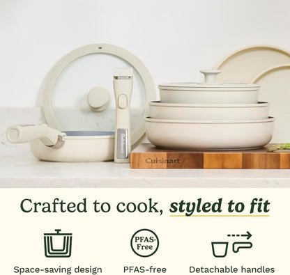 Ceramic Pots and Pans Set, Nonstick & Detachable Handle, 13-Pc | Ceramic Cookware with Detachable Handles, Everyday Pots and Pans Set Non Stick with 13 Induction Cookware Pieces, D53C-13BG2
