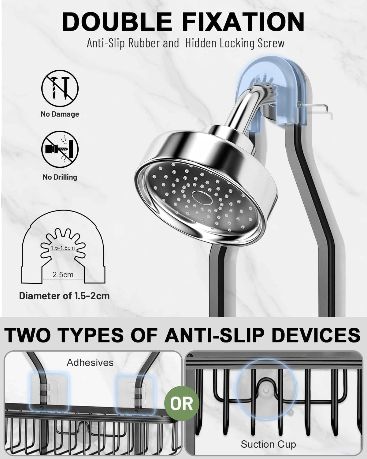 shower-caddy-hanging-never-rust-shower-hanging-organizer-aluminum-over-the-showerhead-caddy-with-soap-basket-and-6-hooks-for-razor-sponge-black