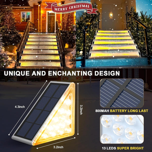 LED Solar Step Lights Waterproof Outdoor Stair Lights, Solar Deck Lights Outdoor Decor IP67 Solar Decoration Lights for Yard, Patio, Garden, Walkways, Front Door, Pathway, Driveway, Porch 6 Pack4