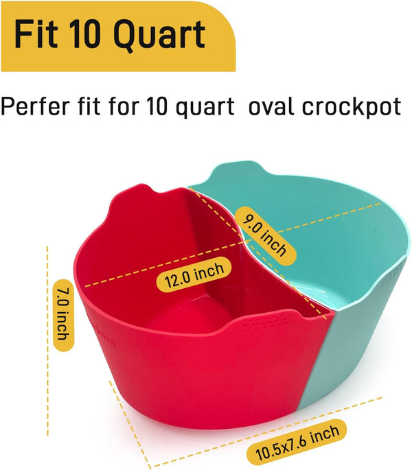 10 Quart Silicone Crock Pot Liners,Slow Cooker Liners, Oval Reusable Crock Pot Divider Insert,Bpa-Free, Dishwasher Safe2