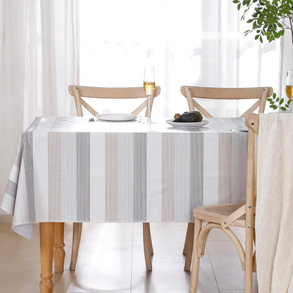 Heavy Duty Vinyl Tablecloth with Flannel Backing Waterproof Oil-Proof Plastic Table Cloth Stain-Resistant Wipeable Rectangle or Square Table Cover for Indoor and Outdoor (Line,54X54 Inch)3