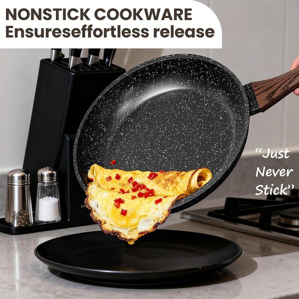 Pots and Pans Set Non Stick, 31 Piece Kitchen Induction Cookware & Bakeware Set, Nonstick Kitchen Cooking Pans Set with Frying Pans Set Grill Pan Saucepan Baking Sheet & Utensils, PFOA Free6