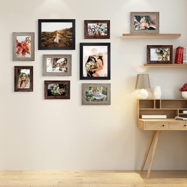 Picture Frames Collage Wall Decor 10-Pack, Gallery Wall Frame Set with 8X10 5X7 4X6 Frames in 3 Different Finishes2