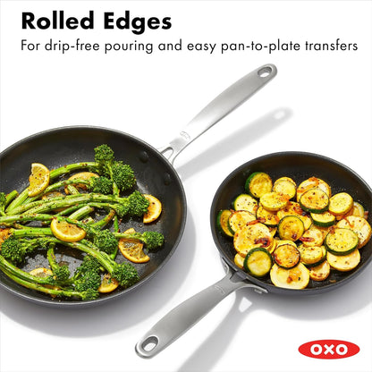 OXO Enhanced 8" and 10" Frying Pan Skillet Set, Healthy Ceramic Nonstick, Pfas-Free, Stainless Steel Handle, Dishwasher Safe, Oven Safe, Black6
