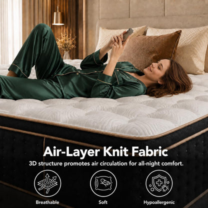 14 Inch Queen Size Firm Hybrid Mattress in a Box, Cooling Gel Memory Foam & Pocket Springs, Upgrade Zoned Support, Motion Isolation&Pressure Relief, Certipur-Us, Fiberglass-Free,365-Night Trial6