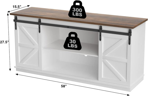 TV Stand for 65 Inch TV, Sliding Barn Doors, Bright White | Farmhouse Entertainment Center, Storage Cabinets, Adjustable Shelves, Media Console for Living Room, Bedroom7
