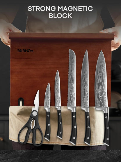 Kitchen Knife Set,  Knives Set with Magnetic Knife Holder and Sharpener, 7 Pieces Sharp Chef Knife Set with Ergonomic Handle, High Carbon Stainless Steel Knives Set for Kitchen6
