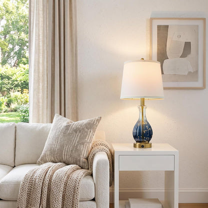 22" Blue Glass Table Lamps with Fairy Lights for Bedroom Nightstands2