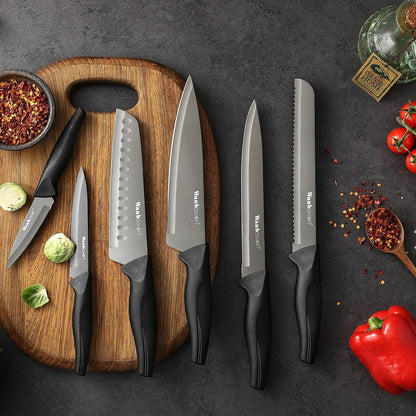 Black Stainless Steel Knife Set, Sharp Kitchen Knife Set Professional, Kitchen Knife Set Dishwasher Safe with Covers for Cooking2