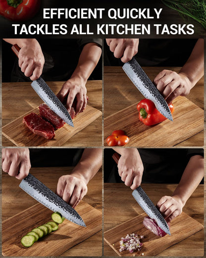 8" Japanese Knife, Hand-Forged Ultra Sharp Chef Knife Gifts for Men8