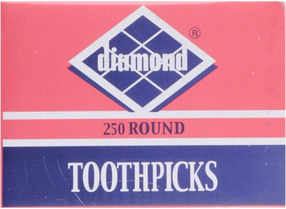 Diamond Toothpicks, round Natural Wooden Bamboo Tooth Picks for Teeth, Appetizers and Cocktail 2Pack ( 250 Count )1