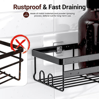 2 Pack Adhesive Shower Caddies, No Drill Bathroom Shelves, Large6