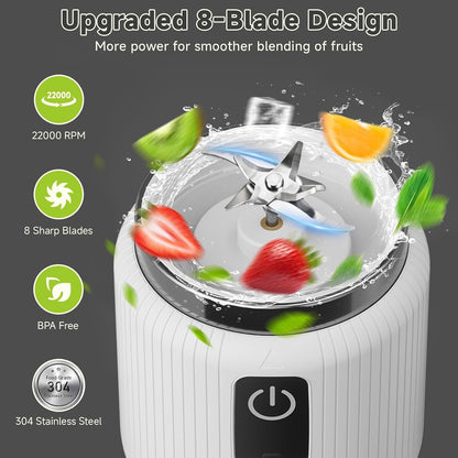 Portable Blender, Smoothie Blender with LED Display, 17 Oz, White | 8 Blades, LED Display, USB-C Charging, Blender for Smoothie, Shake and Protein, Cordless, Perfect for Home, Travel, Office2