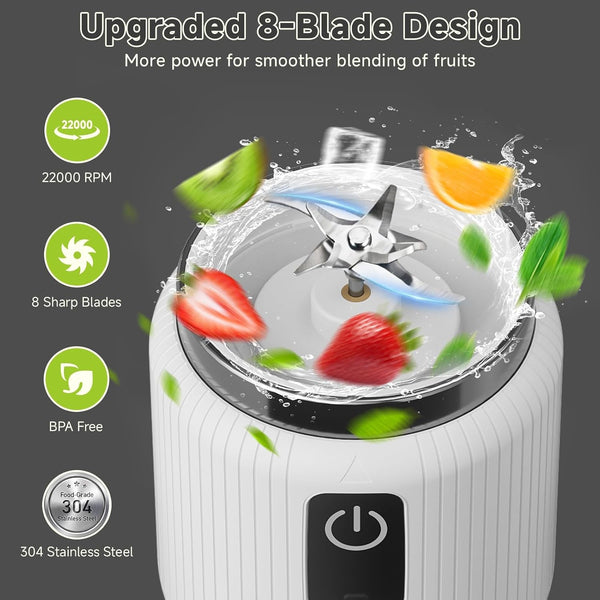 Portable Blender, Smoothie Blender with LED Display, 17 Oz, White | 8 Blades, LED Display, USB-C Charging, Blender for Smoothie, Shake and Protein, Cordless, Perfect for Home, Travel, Office2