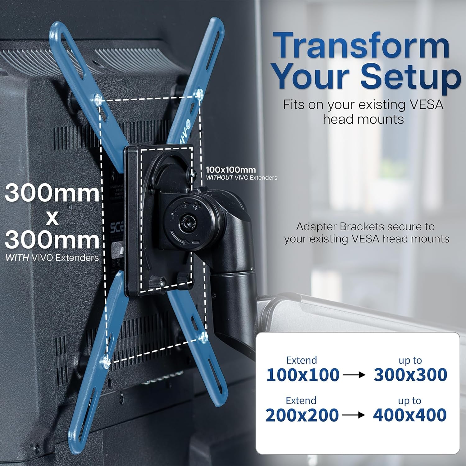 vivo-steel-vesa-extension-mount-adapter-brackets-for-screens-32-to-55-inch-lcd-led-tv-conversion-plate-kit-for-vesa-up-to-400x400mm-mount-ad400b