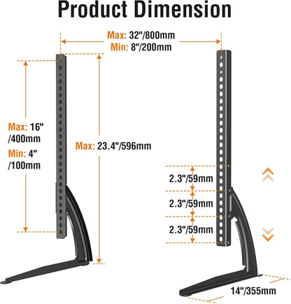 Universal Table Top TV Stand for Most 27-55 Inch Flat/Curved Tvs | TV Base Height Adjustable Legs Stand, Replacement TV Feet Holds up to 88Lbs, Max VESA 800X400Mm5