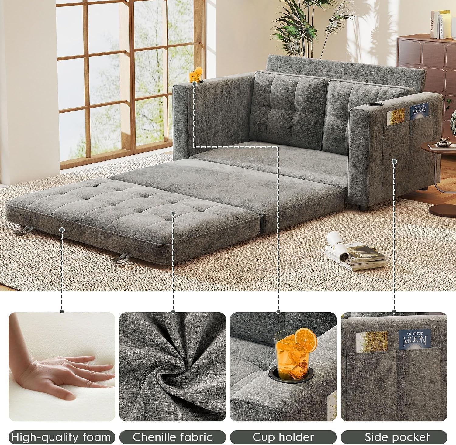 55-convertible-folding-sofa-bed-pull-out-couch-love-seat-sleeper-bed-small-fold-out-loveseat-sleeper-with-cup-holder-and-pillow-for-small-space-bedroom-lounge-dorm-living-roomgrey-chenille