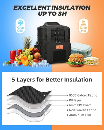 Expandable Lunch Box for Men Durable Leakproof Insulated Lunch Bag 24Cans5