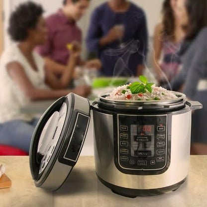 6 Quart Digital Pressure Cooker with 14 Preset Cooking Functions – Stainless Steel Electric Multi-Cooker with Slow Cook, Keep Warm, and Auto Shut-Off2